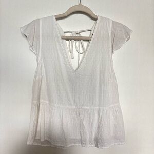 A&F White Flutter Sleeve Top
